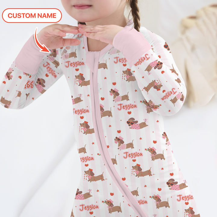 Custom Name Valentine Dachshund Family Matching Convertible Zippy