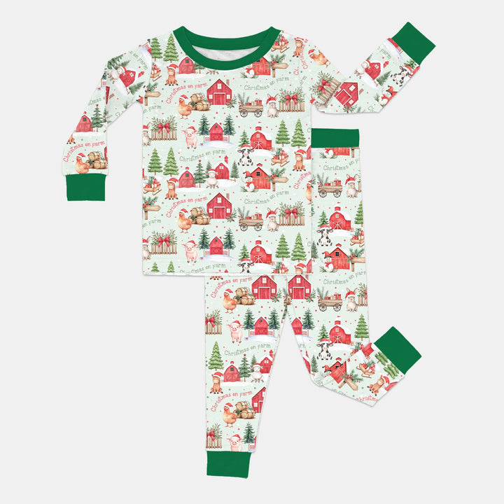 Christmas on Farm Two Piece Long Sleeve Pajama Set
