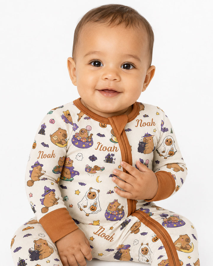 Custom Name Kawaii Halloween Capybara Bamboo Convertible Zippy