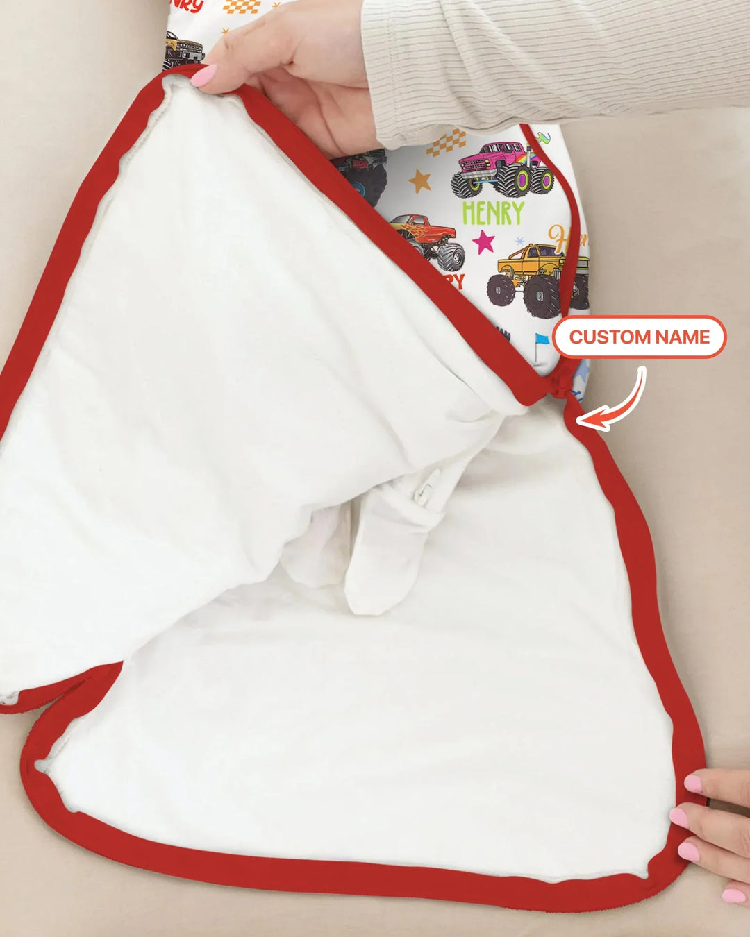 Saco de Dormir de Bambú con Nombre Personalizado de Camión Monstruo