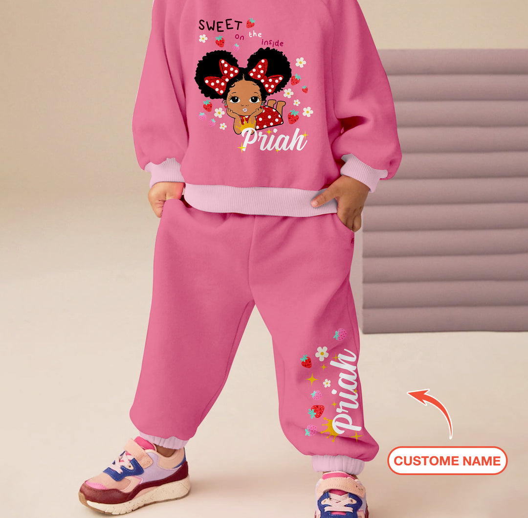 Custom Name Strawberry Girl Crewneck Sweatshirt