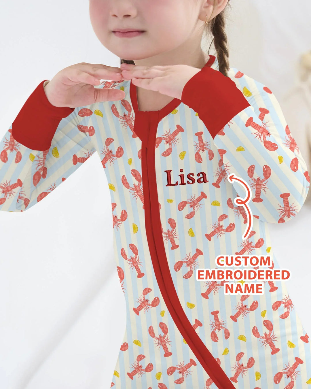 Personalized Embroidered Crawfish Summer Baby Bamboo Convertible Zippy