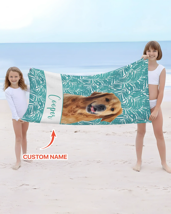 Toalla de playa de bambú para perros con foto personalizada