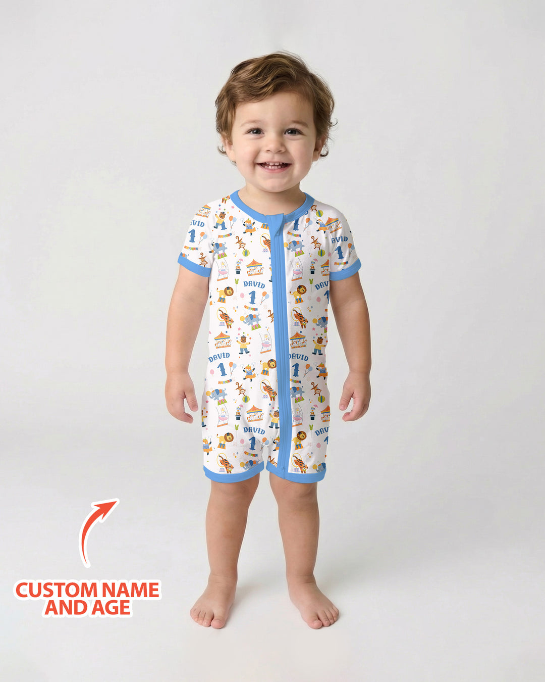 Plantilla PERSONALIZADA de Bambú Pijama Corto con Cremallera