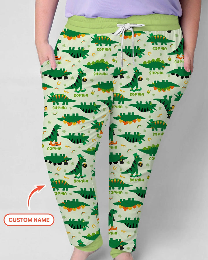 St. Patrick's Day Dinosaurs Custom Women Pajama Set