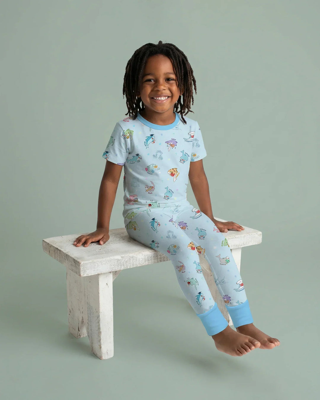Shark School Bamboo Two Piece Short Sleeve Pajama Set