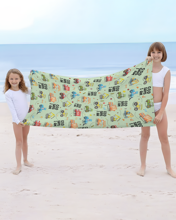 God Says I Am Boy Bamboo Beach Towel