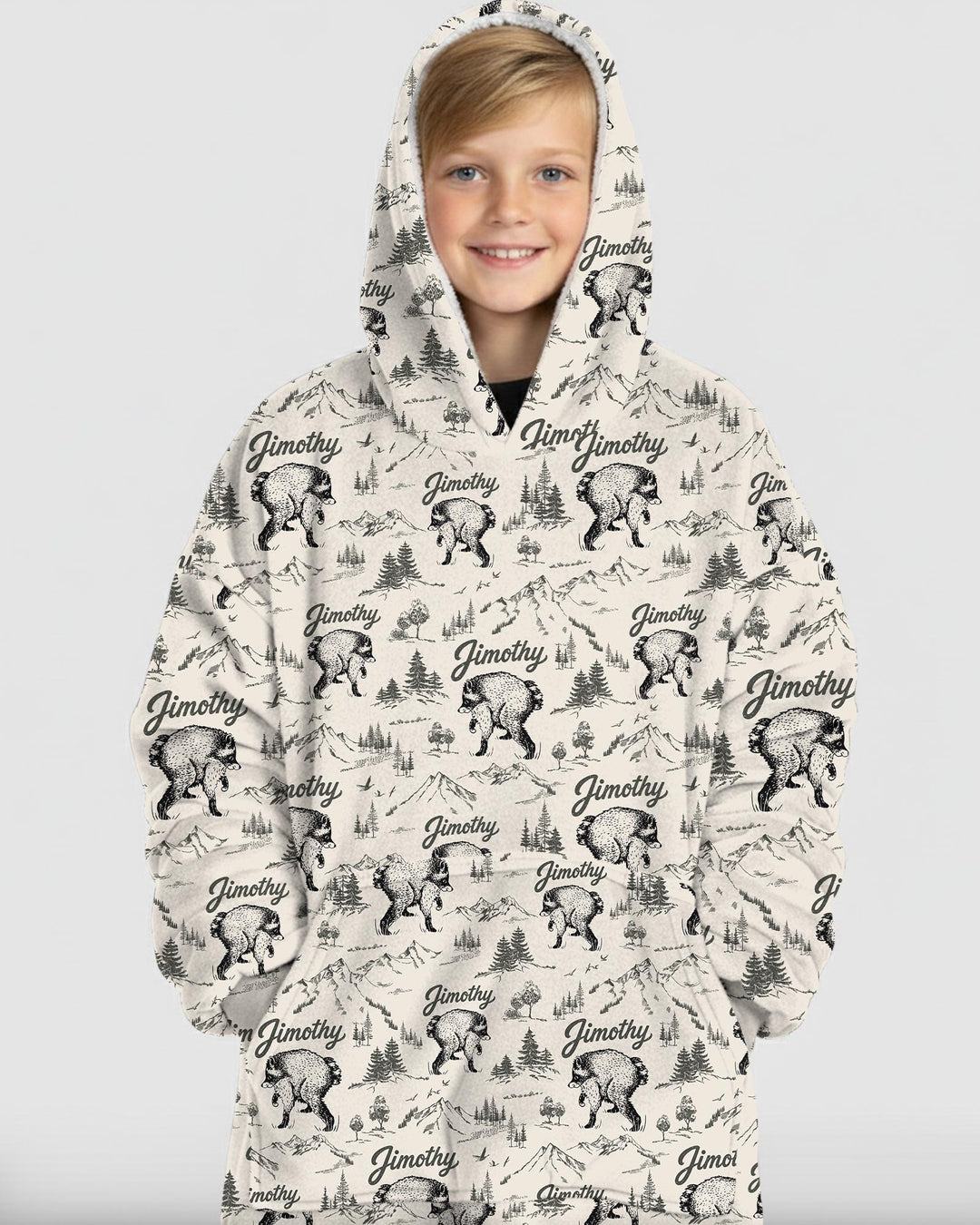 Vintage Jimothy Racoon Family Matching Bamboo Blanket Hoodie