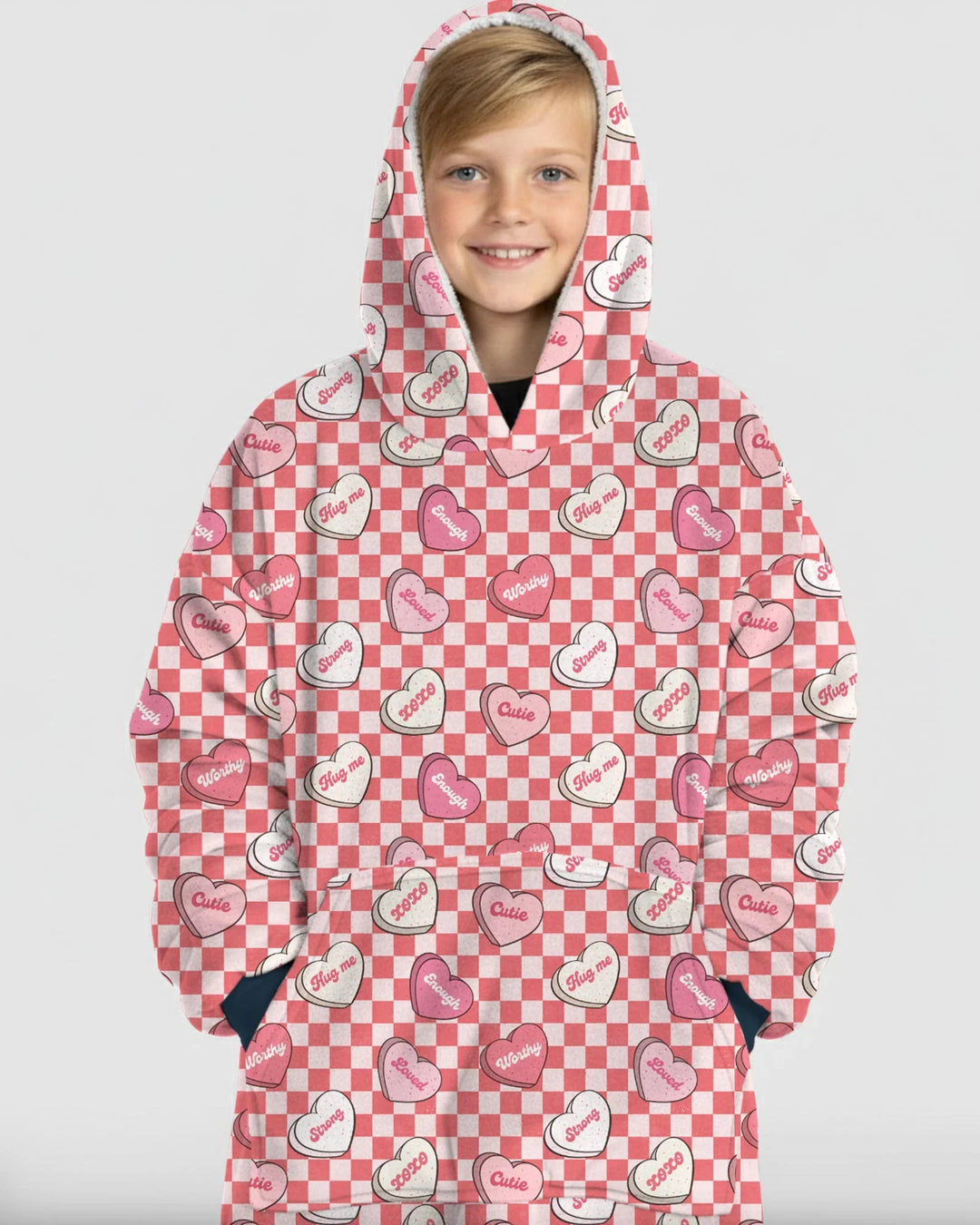 Valentine in Hearts Wearable Blanket Hoodie
