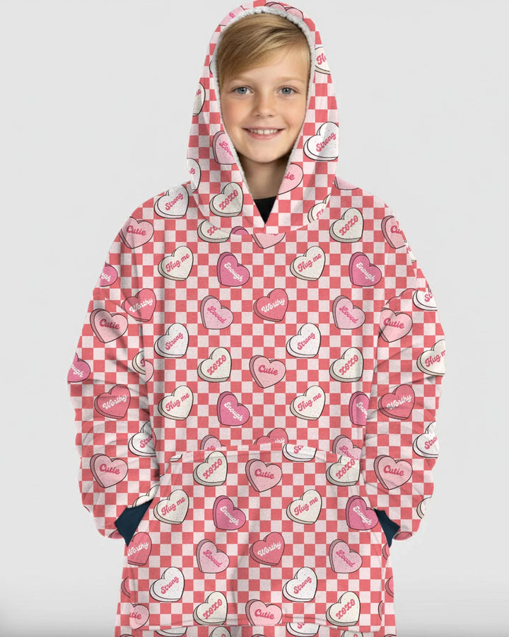 Valentine in Hearts Wearable Blanket Hoodie