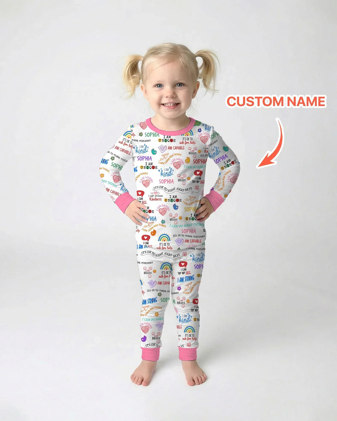 Daily Affirmations Matching Mommy & Baby Bamboo Two Piece Long Sleeve Pajama Set