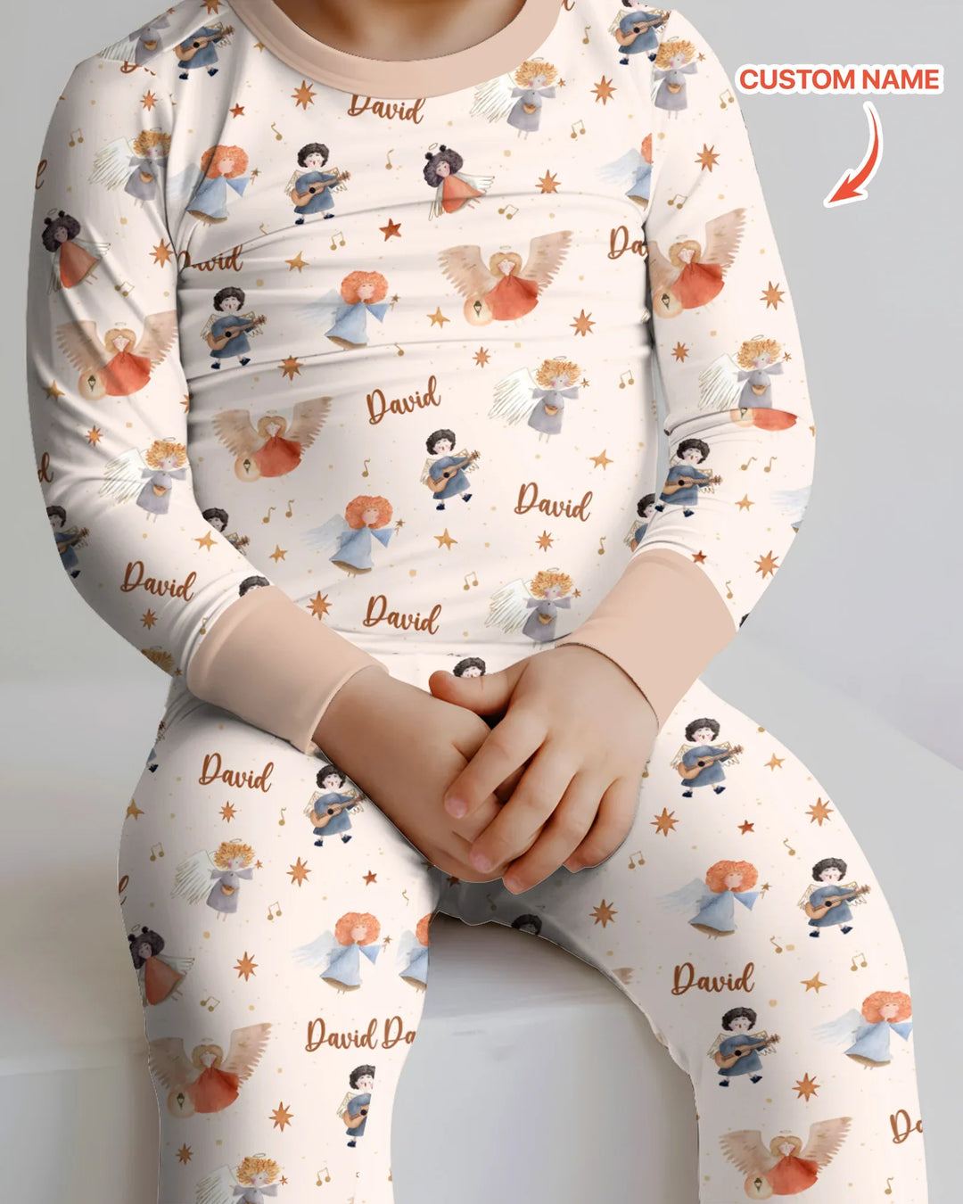 Pijama de dos piezas de bambú de manga larga personalizado Guardian Angels
