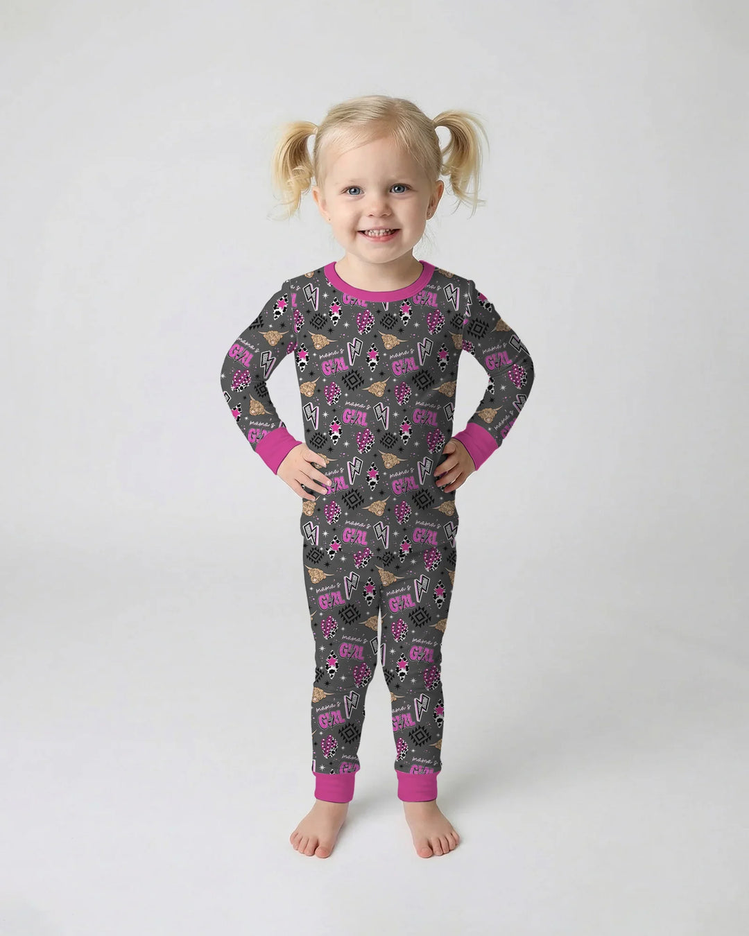 Western Mama & Me Matching  Bamboo Two Piece Long Sleeve Pajama Set