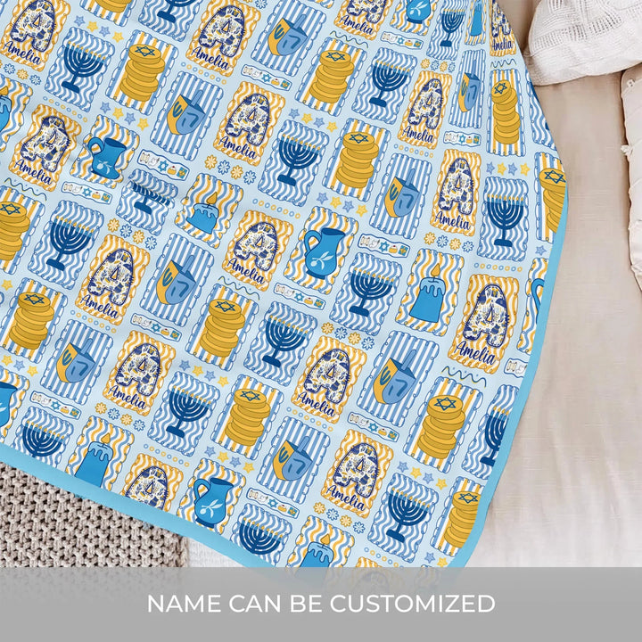 Custom Name Hanukkah Wonderland Toddler Blanket