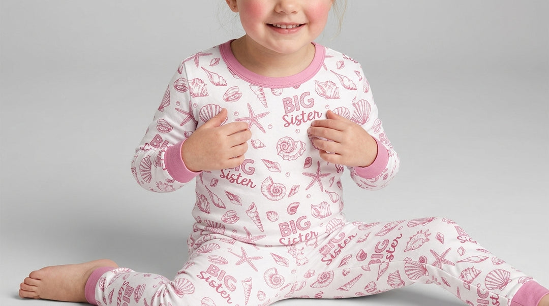 Coquette Seashell Matching Sibling Bamboo Two Piece Long Sleeve Pajama Set