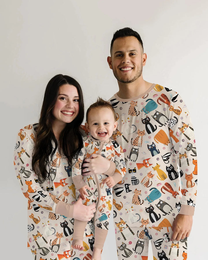 Goofy Mischief Cat Family Matching Bamboo Women Pajama Set