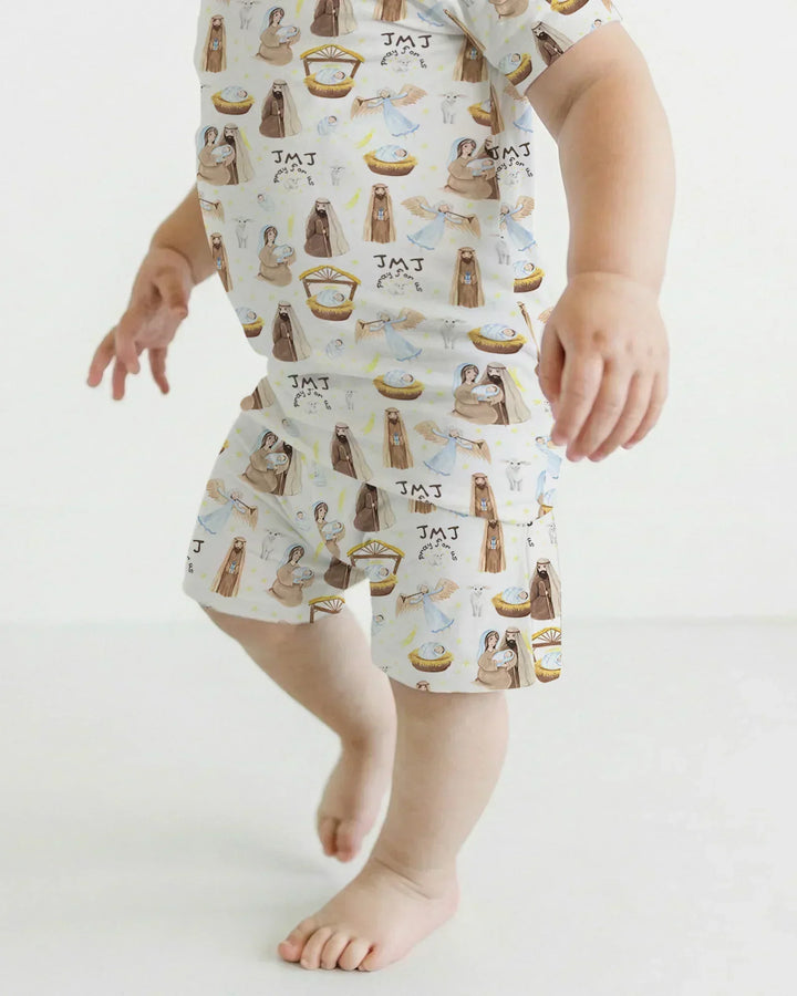 Holy Family Two Piece Short Sleeve Shorts Pajama Set