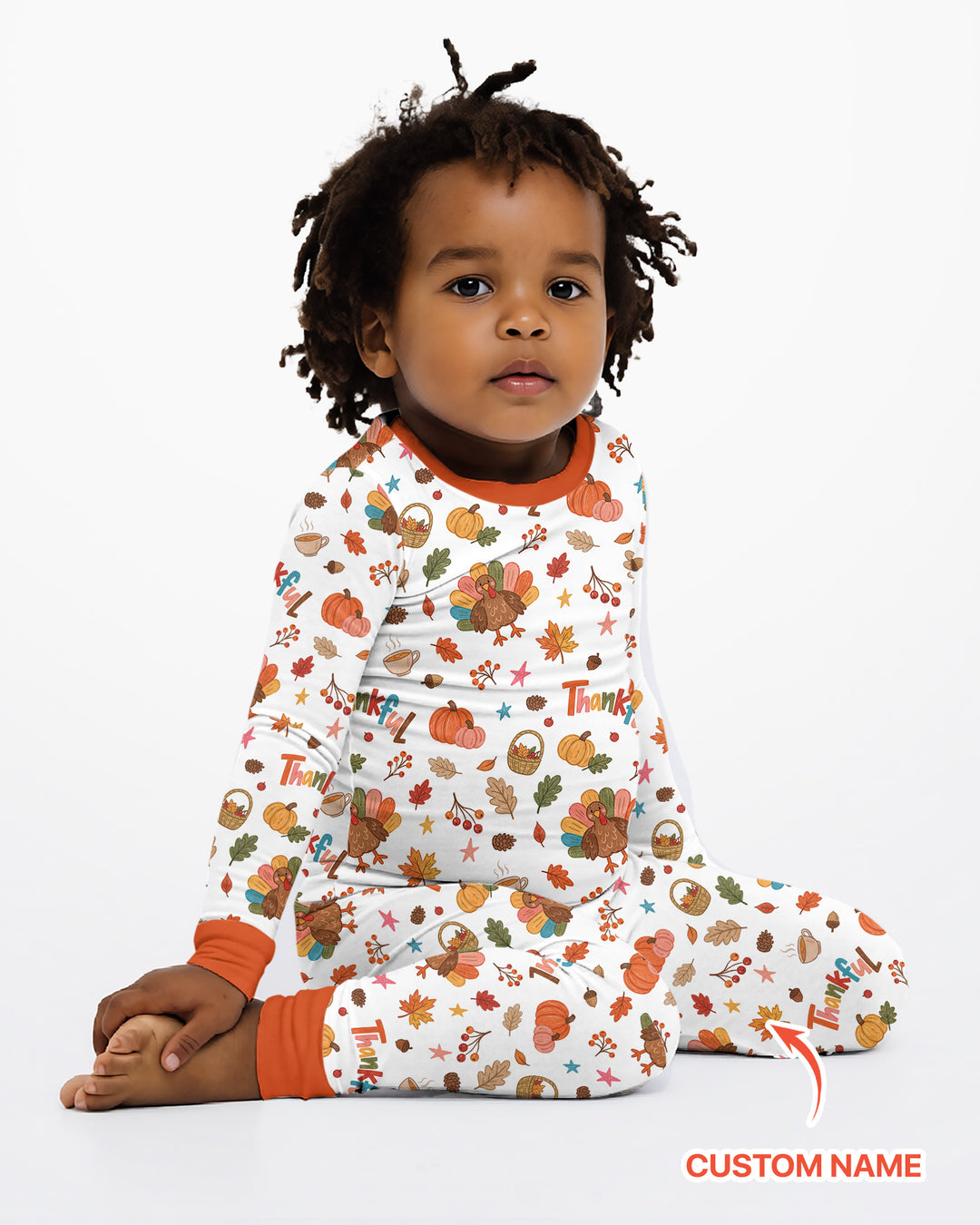 Thankful Turkey Bamboo Two Piece Long Sleeve Pajama Set