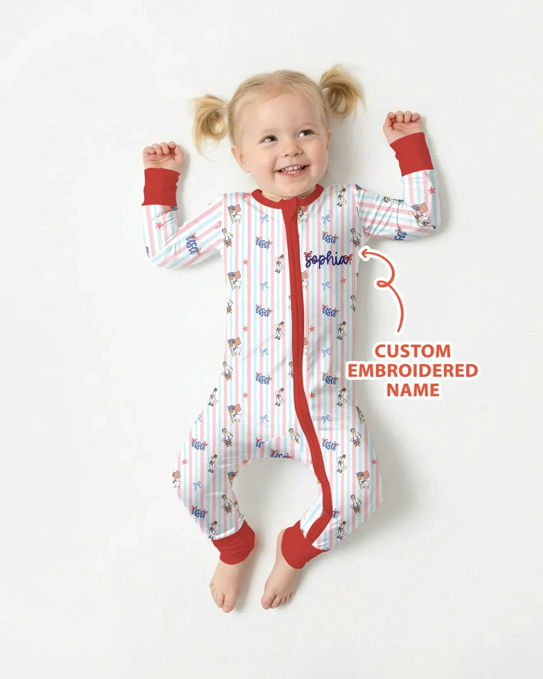 Personalized Cute Goose America 250 Embroidered Bamboo Convertible Zippy