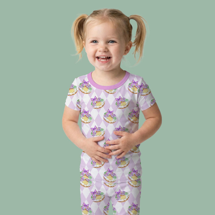 Mardi Gras Donut Two Piece Short Sleeve Pajama Set