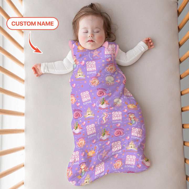 Mermaid God Says I Am Custom Name Sleep Bag