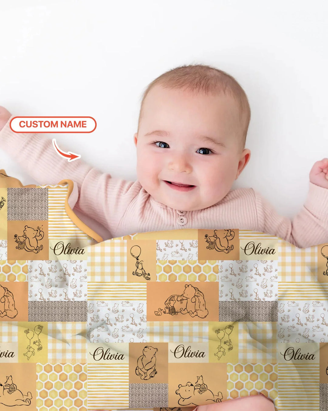 Personalized Classic Bear Patchwork Bamboo Blanket