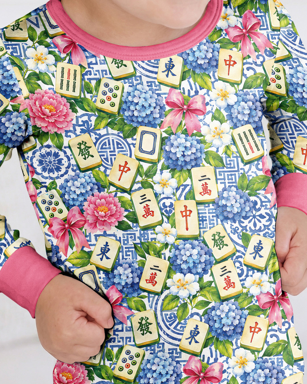 Mahjong in Bloom Bamboo Two Piece Long Sleeve Pajama Set