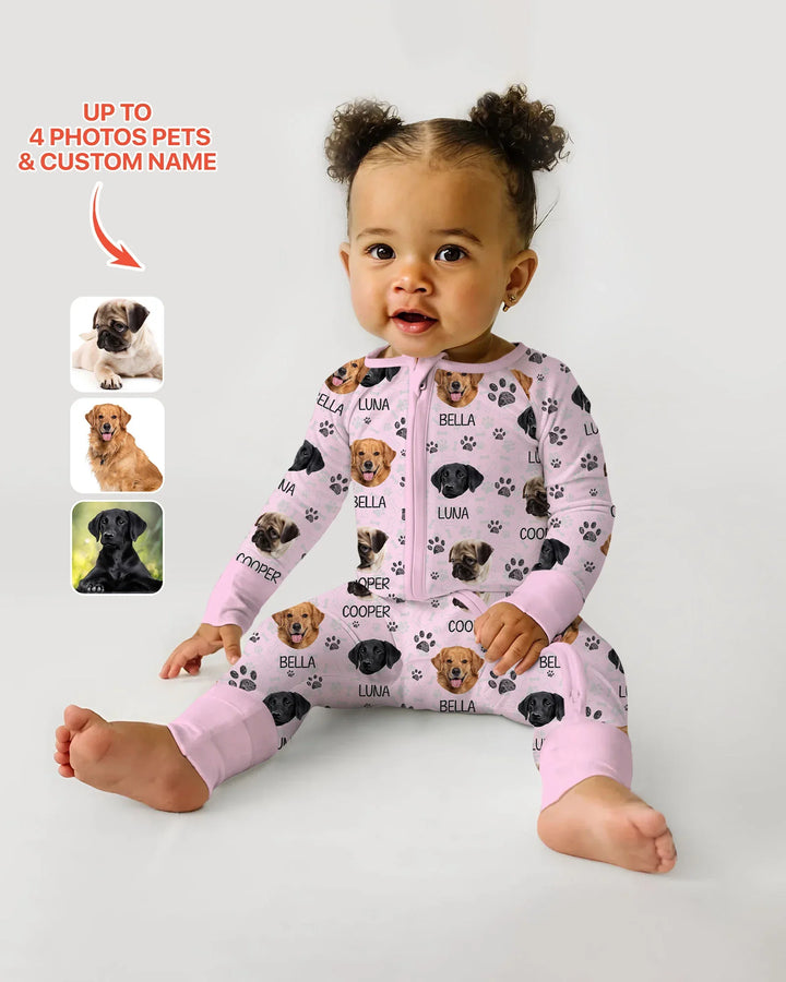 Custom Dog Photo With Paw Bamboo Convertible Zippy
