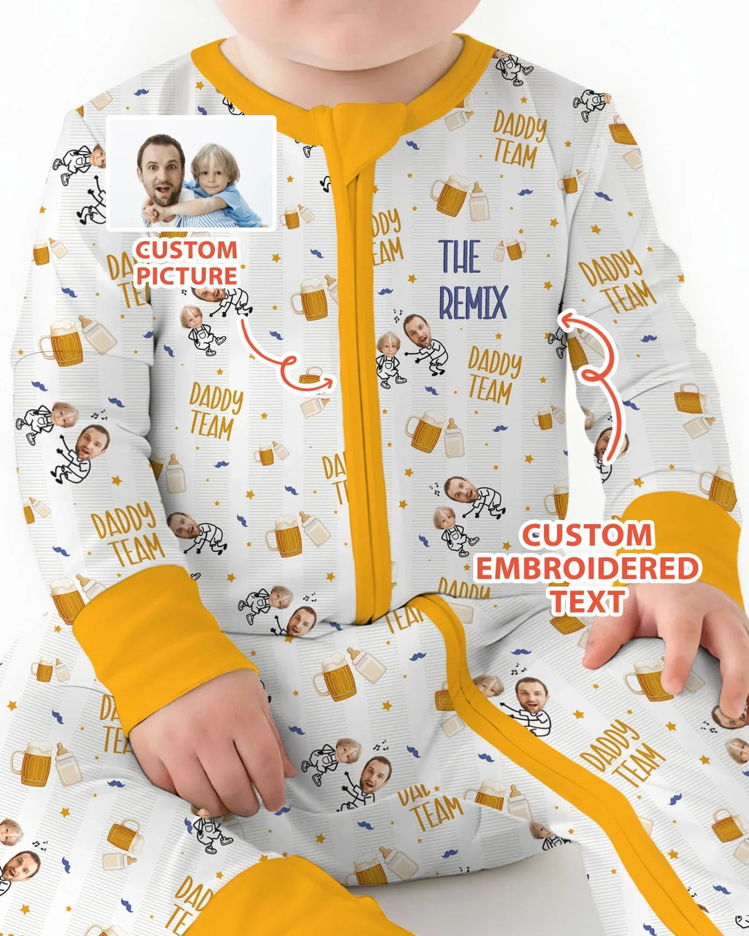 Personalized Embroidered Dad And Me Picture Bamboo Convertible Zippy