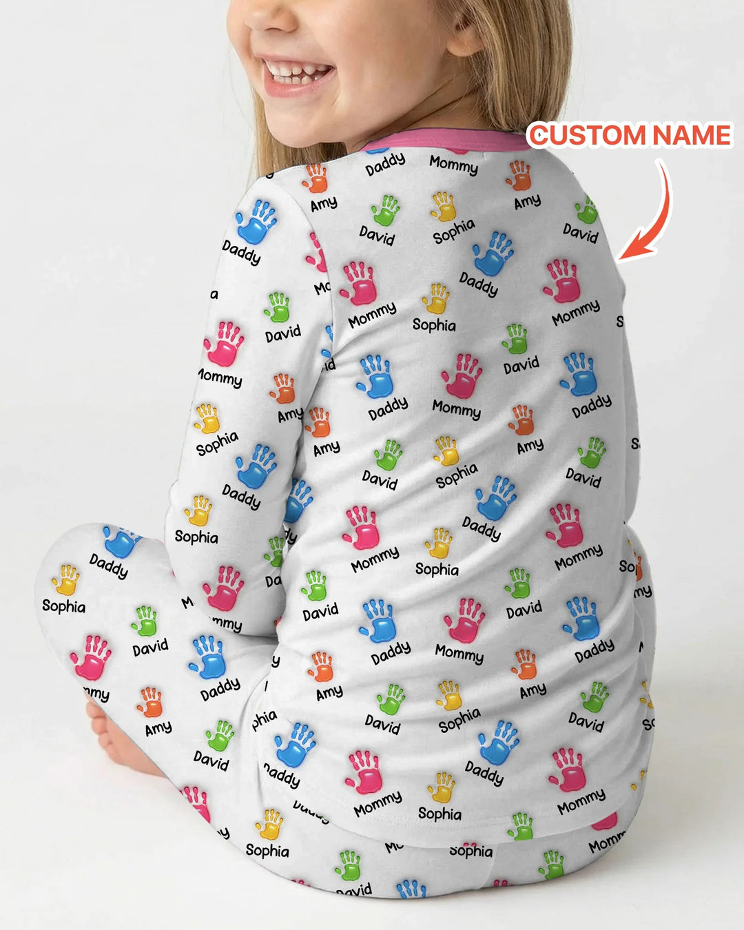 First Mother Day - Handprints Bamboo Two Piece Long Sleeve Pajama Set