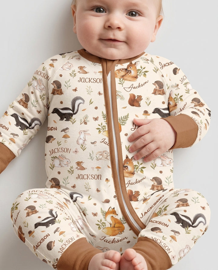 Custom Name Woodland Friends Bamboo Convertible Zippy