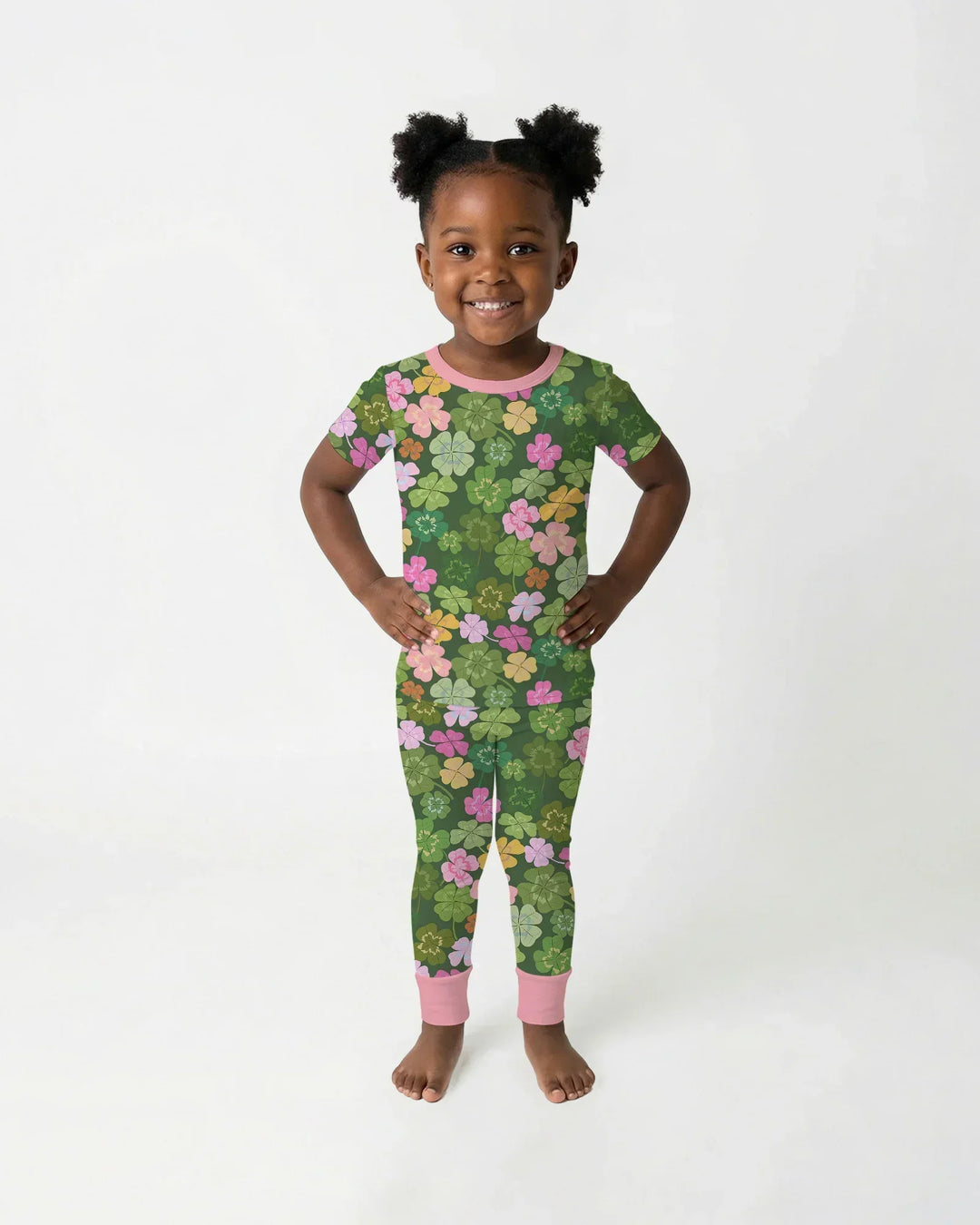 Lucky 4 Leaf Clover Two Piece Short Sleeve Pajama Set