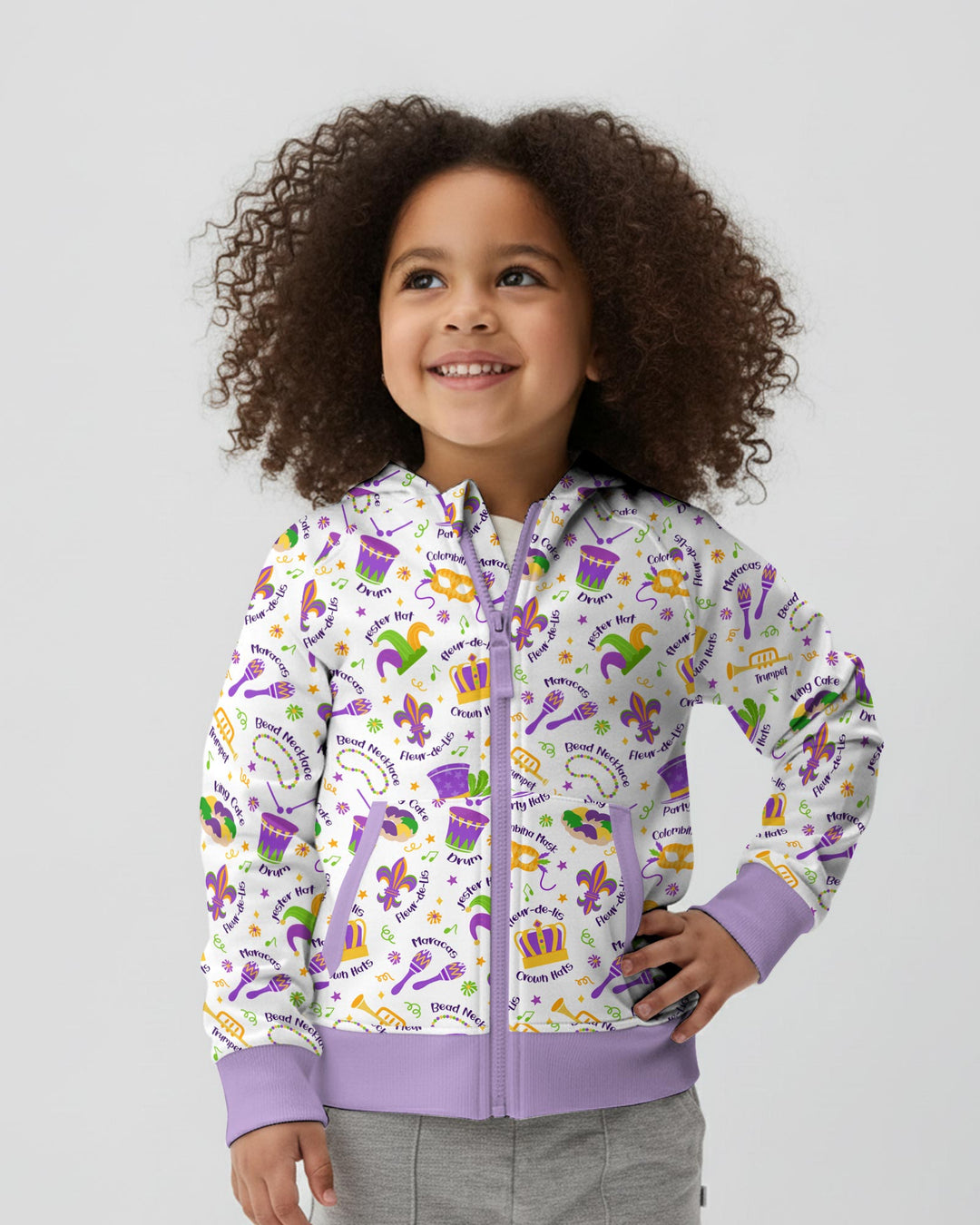 Mardi Gras Family Matching Zip Hoodie