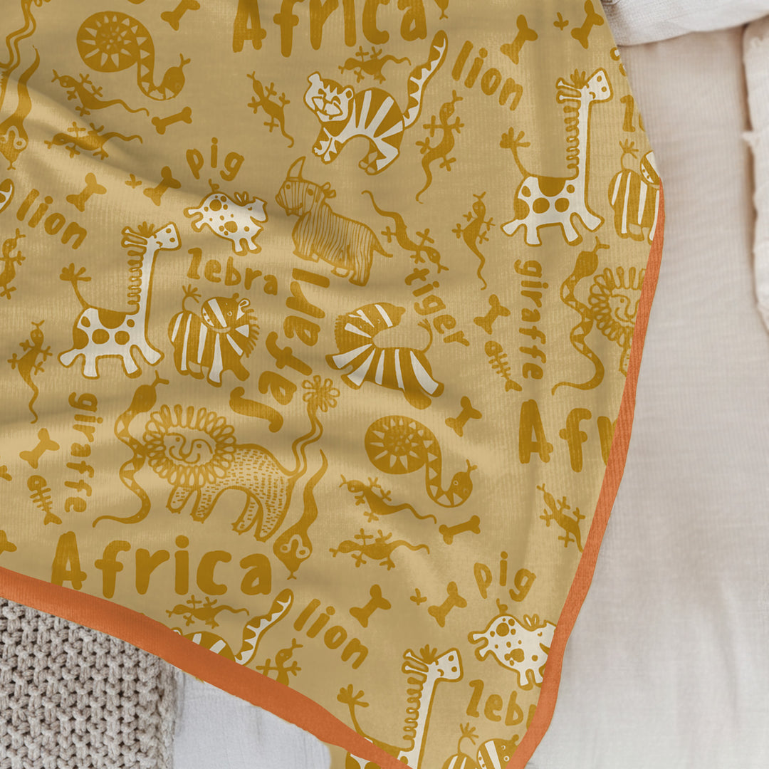 Handdrawn African Animals Toddler Blanket