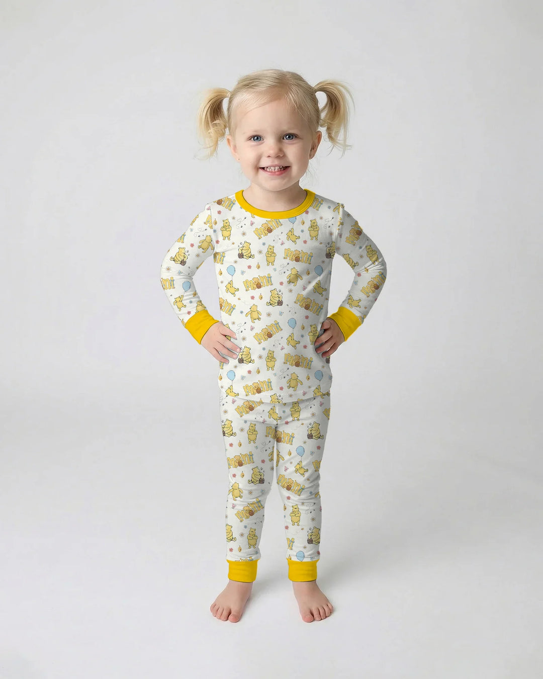 Conjunto de pijama de manga larga de dos piezas de bambú Mama & Mini Honey Bear
