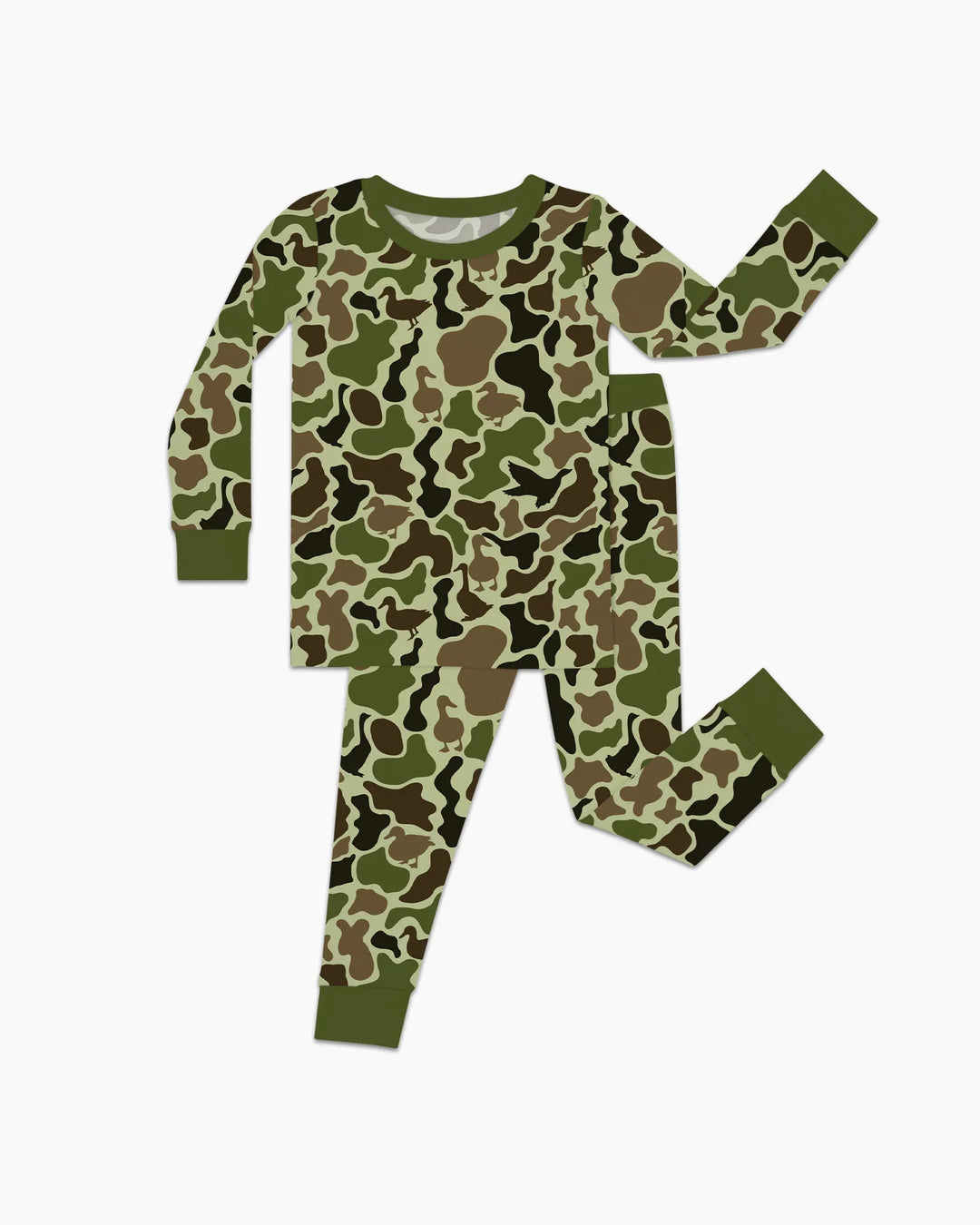 Mallard Duck Hunting Camouflage Bamboo Two Piece Long Sleeve Pajama Set