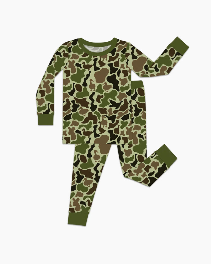 Mallard Duck Hunting Camouflage Bamboo Two Piece Long Sleeve Pajama Set