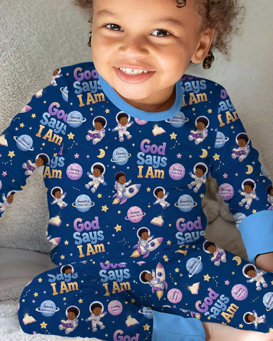 Black Boy God Says I Am Bamboo Two Piece Long Sleeve Pajama Set