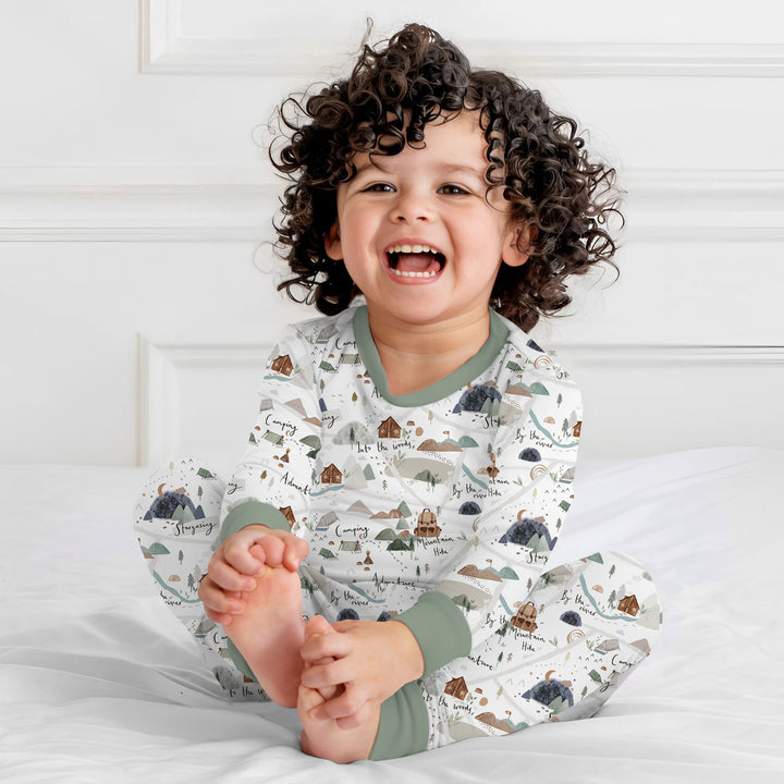 Camping Route Map Two Piece Long Sleeve Pajama Set