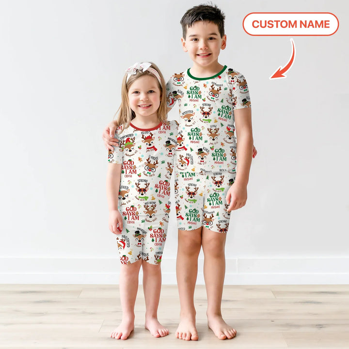 Zweiteiliges Pyjama-Set mit kurzen Ärmeln und Shorts im Sommer-Design