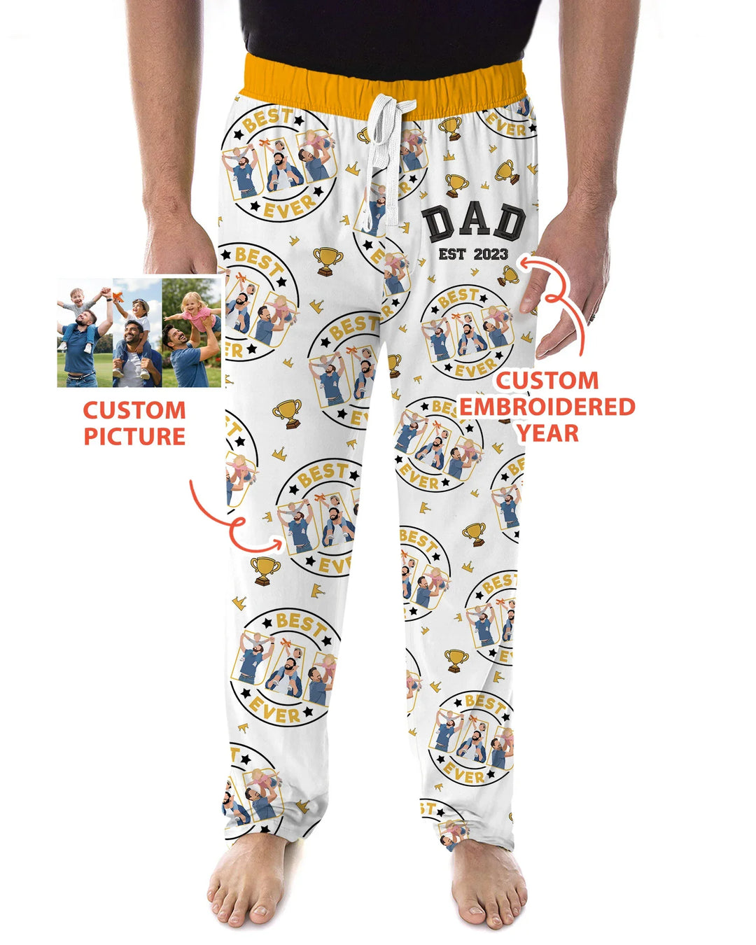 Pijama de Bambú Bordado Personalizado para Hombre a Juego con la Familia para el Día del Padre