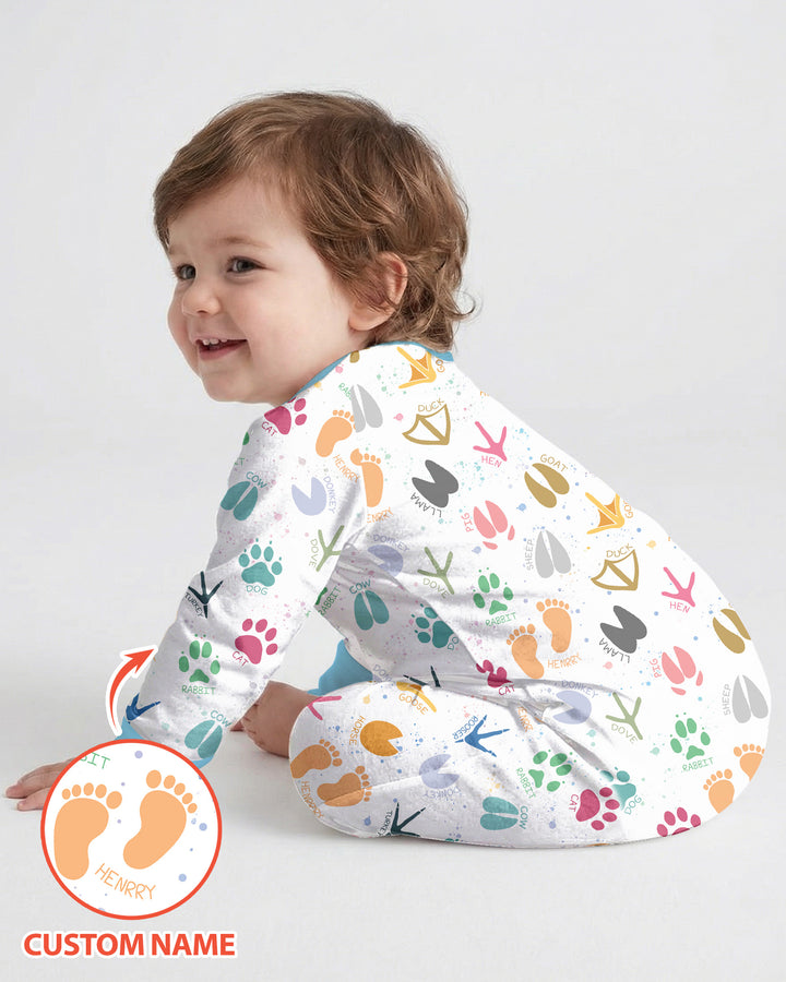 Cute Farm Animal Tracks Custom Name Bamboo Convertible Zippy