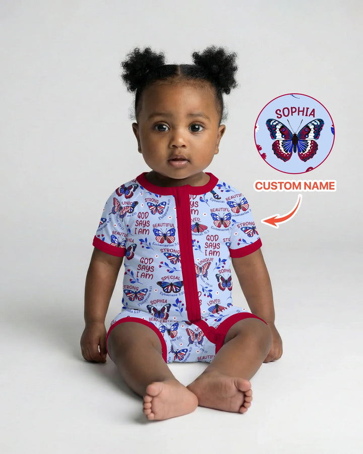 God Says I Am - Liberty Wings Custom Name Bamboo Shorty Zippy