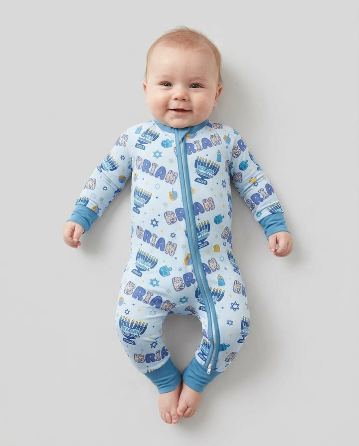 Custom name My First Hanukkah 2026 Bamboo Convertible Zippy