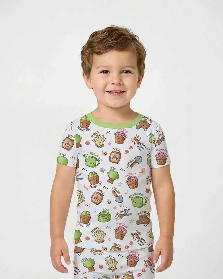 Kawaii Garden Crew Bamboo Two Piece Short Sleeve Pajama Set