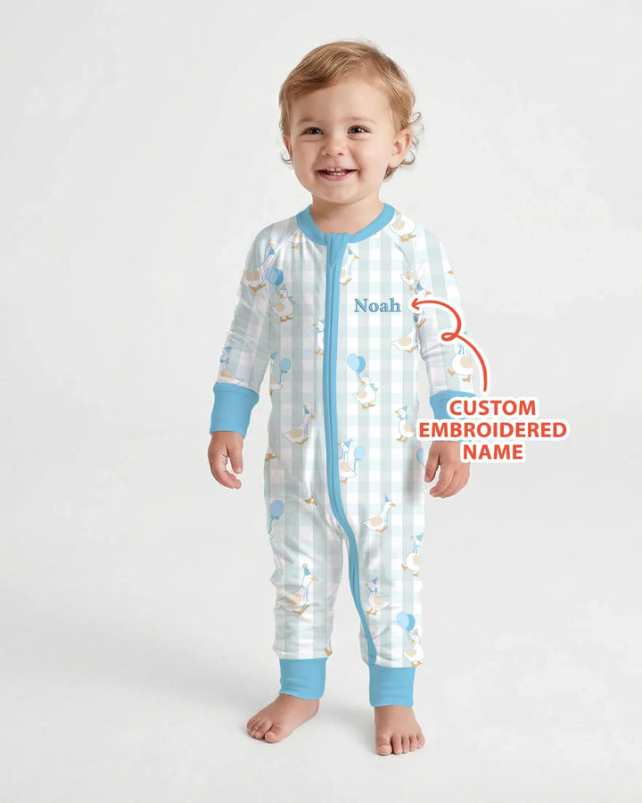 Custom Embroidered Birthday Boy/Girl Baby Bamboo Convertible Zippy