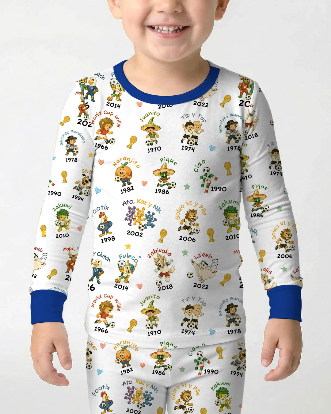 Soccer cup Mascots Bamboo Two Piece Long Sleeve Pajama Set