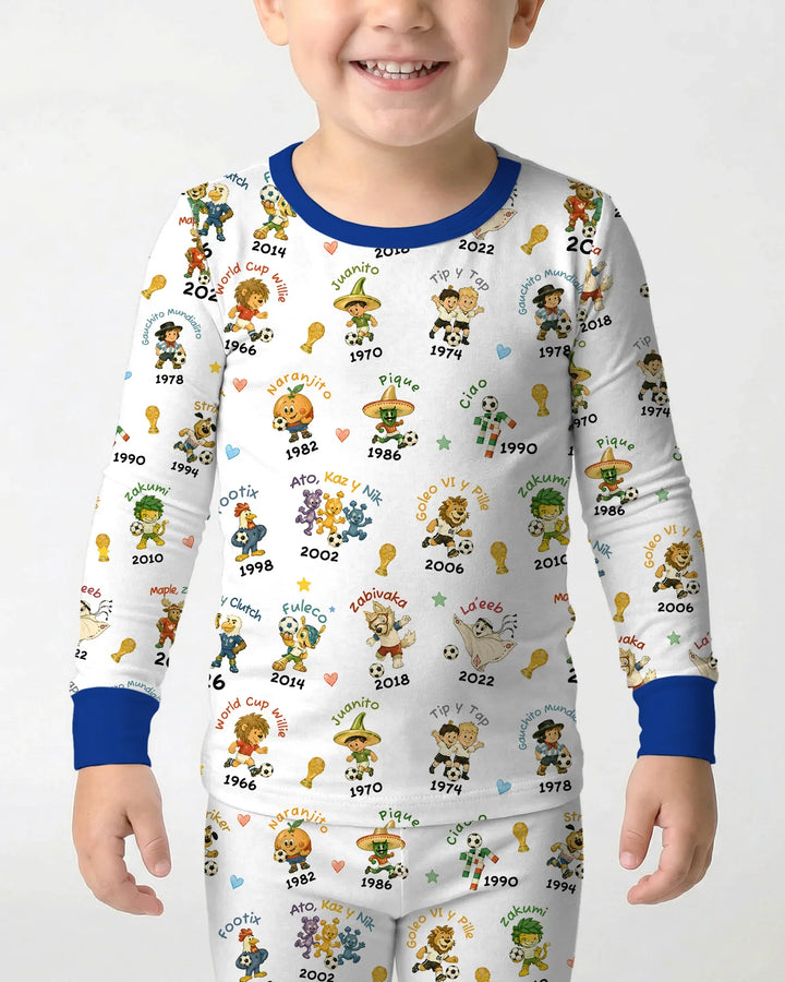 Soccer cup Mascots Bamboo Two Piece Long Sleeve Pajama Set