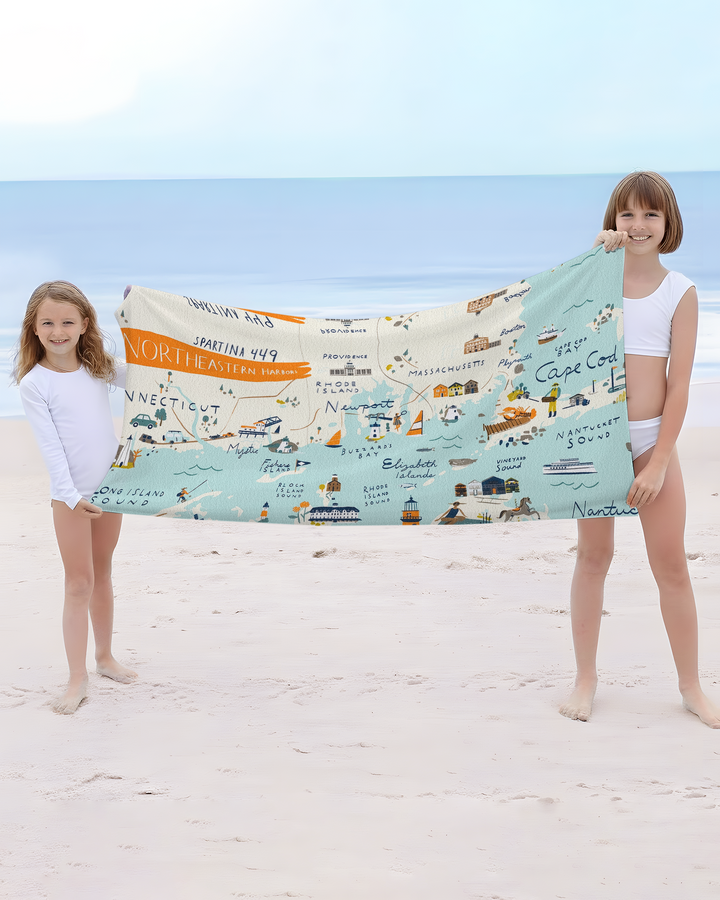 Northeastern Harbors Bamboo Beach Towel
