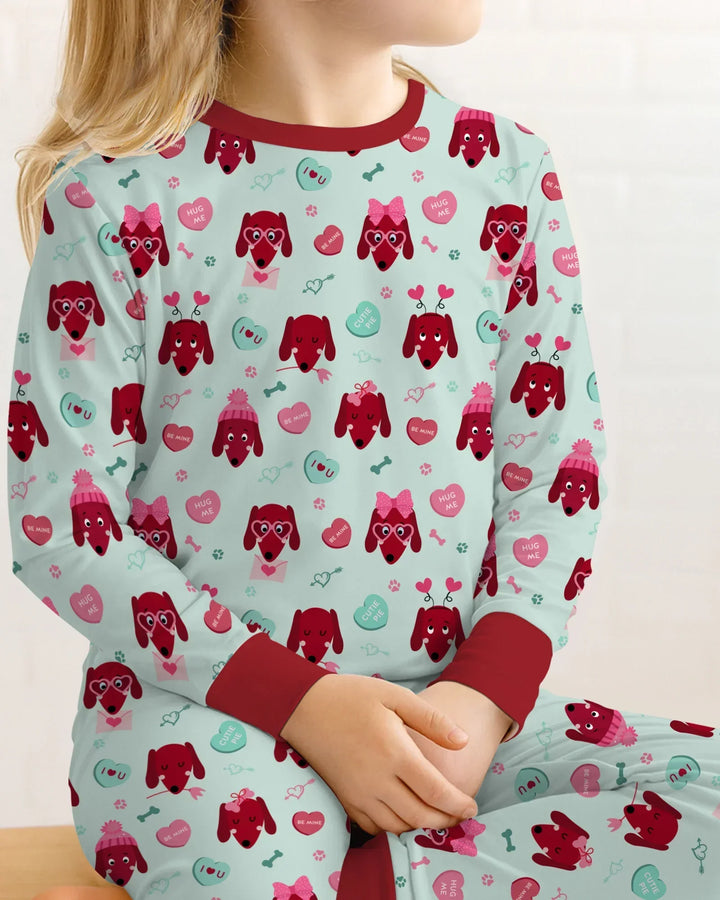 Dachshund Is My Valentine Two Piece Long Sleeve Pajama Set